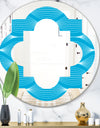 Light Blue Wave pattern - Modern Round or Oval Wall Mirror - Quatrefoil