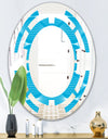 Light Blue Wave pattern - Modern Round or Oval Wall Mirror - Space