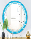 Light Blue Wave pattern - Modern Round or Oval Wall Mirror - Triple C
