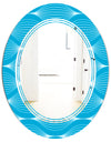 Light Blue Wave pattern - Modern Round or Oval Wall Mirror - Triple C
