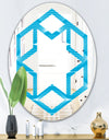 Light Blue Wave pattern - Modern Round or Oval Wall Mirror - Hexagon Star