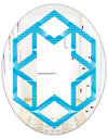 Light Blue Wave pattern - Modern Round or Oval Wall Mirror - Hexagon Star