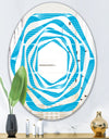 Light Blue Wave pattern - Modern Round or Oval Wall Mirror - Whirl
