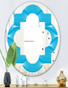 Light Blue Wave pattern - Modern Round or Oval Wall Mirror - Quatrefoil
