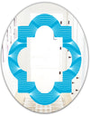 Light Blue Wave pattern - Modern Round or Oval Wall Mirror - Quatrefoil