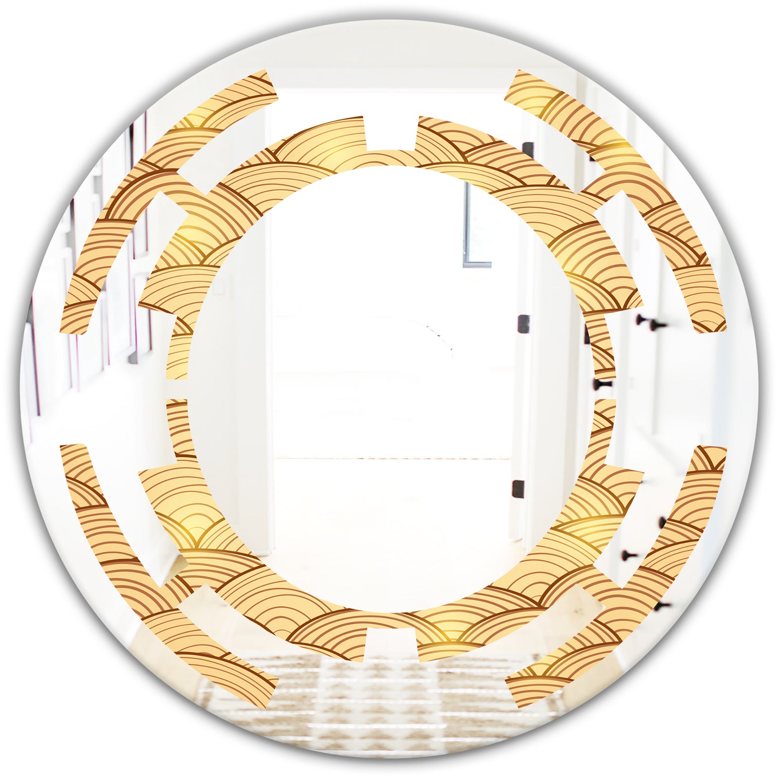Golden Clouds In The Sky - Modern Round or Oval Wall Mirror - Space