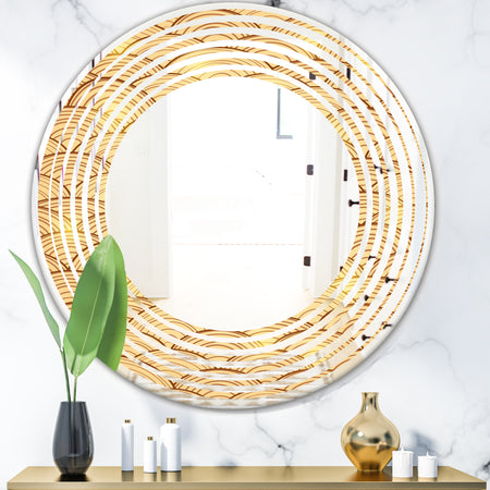 Golden Clouds In The Sky - Modern Round or Oval Wall Mirror - Wave