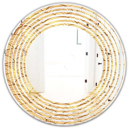 Golden Clouds In The Sky - Modern Round or Oval Wall Mirror - Wave