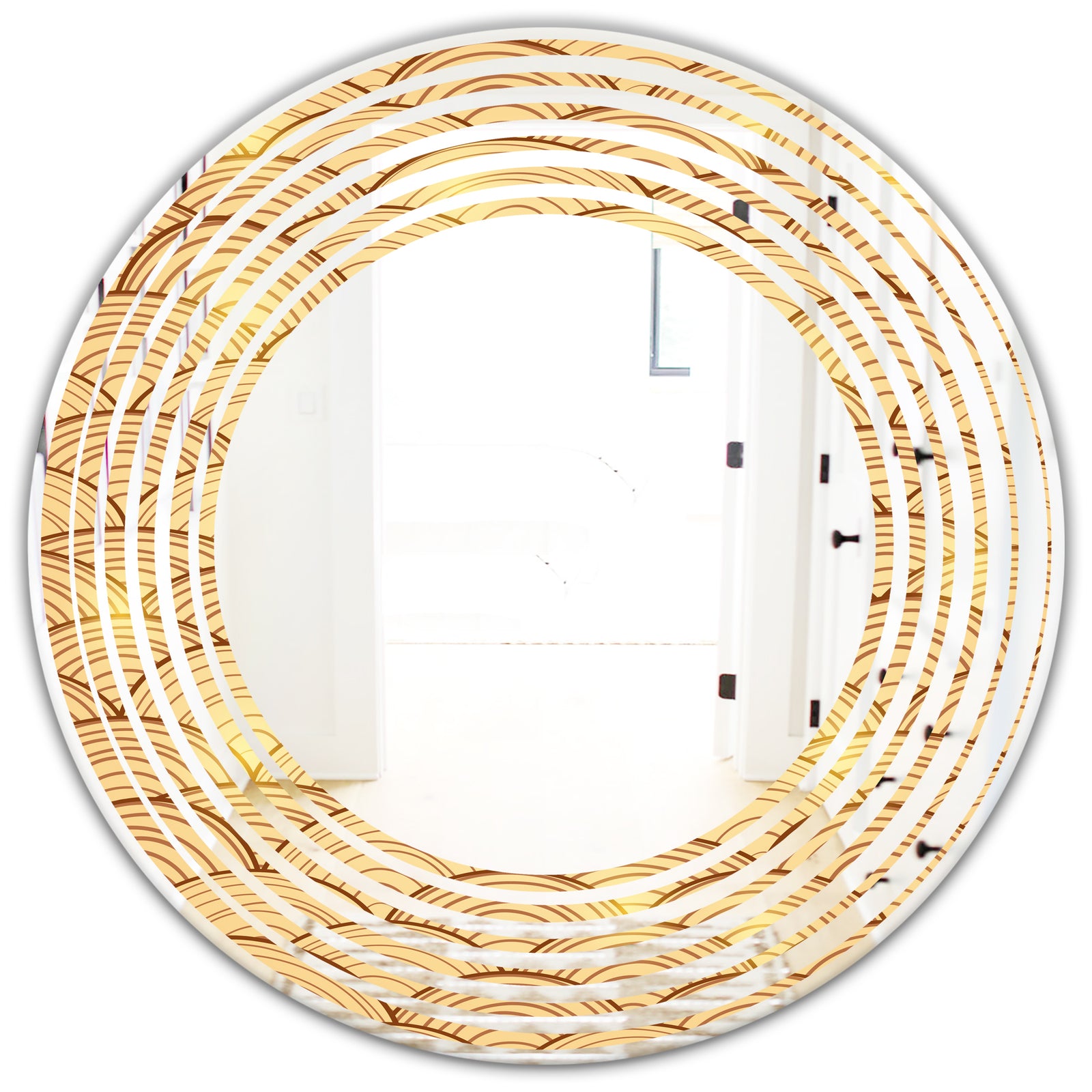 Golden Clouds In The Sky - Modern Round or Oval Wall Mirror - Wave