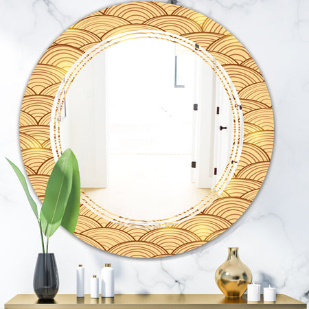 Golden Clouds In The Sky - Modern Round or Oval Wall Mirror - Triple C