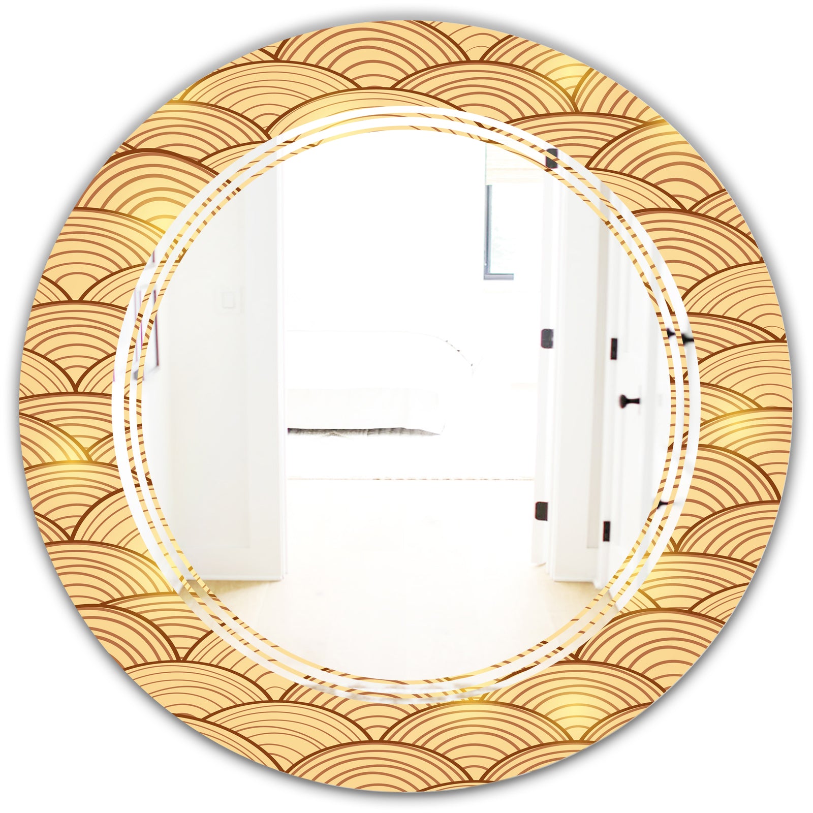 Golden Clouds In The Sky - Modern Round or Oval Wall Mirror - Triple C