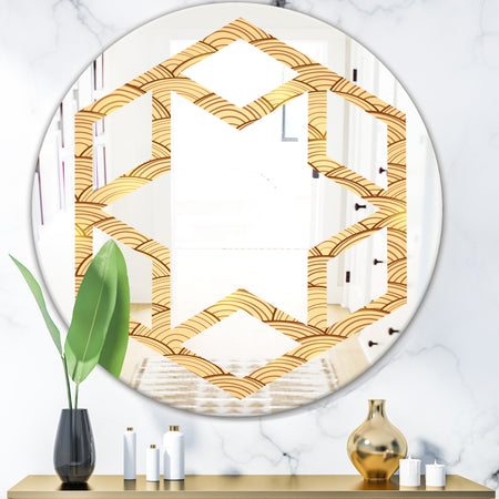 Golden Clouds In The Sky - Modern Round or Oval Wall Mirror - Hexagon Star