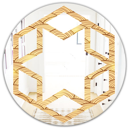 Golden Clouds In The Sky - Modern Round or Oval Wall Mirror - Hexagon Star
