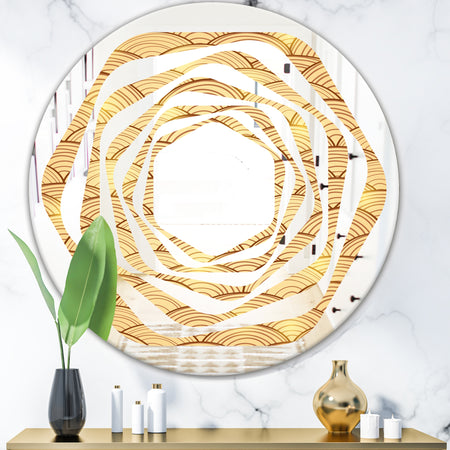 Golden Clouds In The Sky - Modern Round or Oval Wall Mirror - Whirl