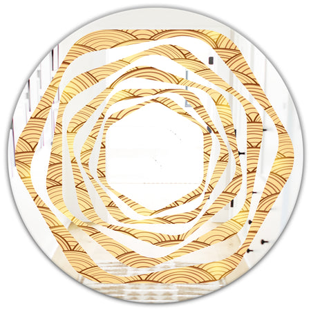 Golden Clouds In The Sky - Modern Round or Oval Wall Mirror - Whirl