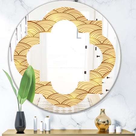 Golden Clouds In The Sky - Modern Round or Oval Wall Mirror - Quatrefoil