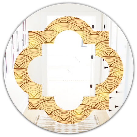 Golden Clouds In The Sky - Modern Round or Oval Wall Mirror - Quatrefoil