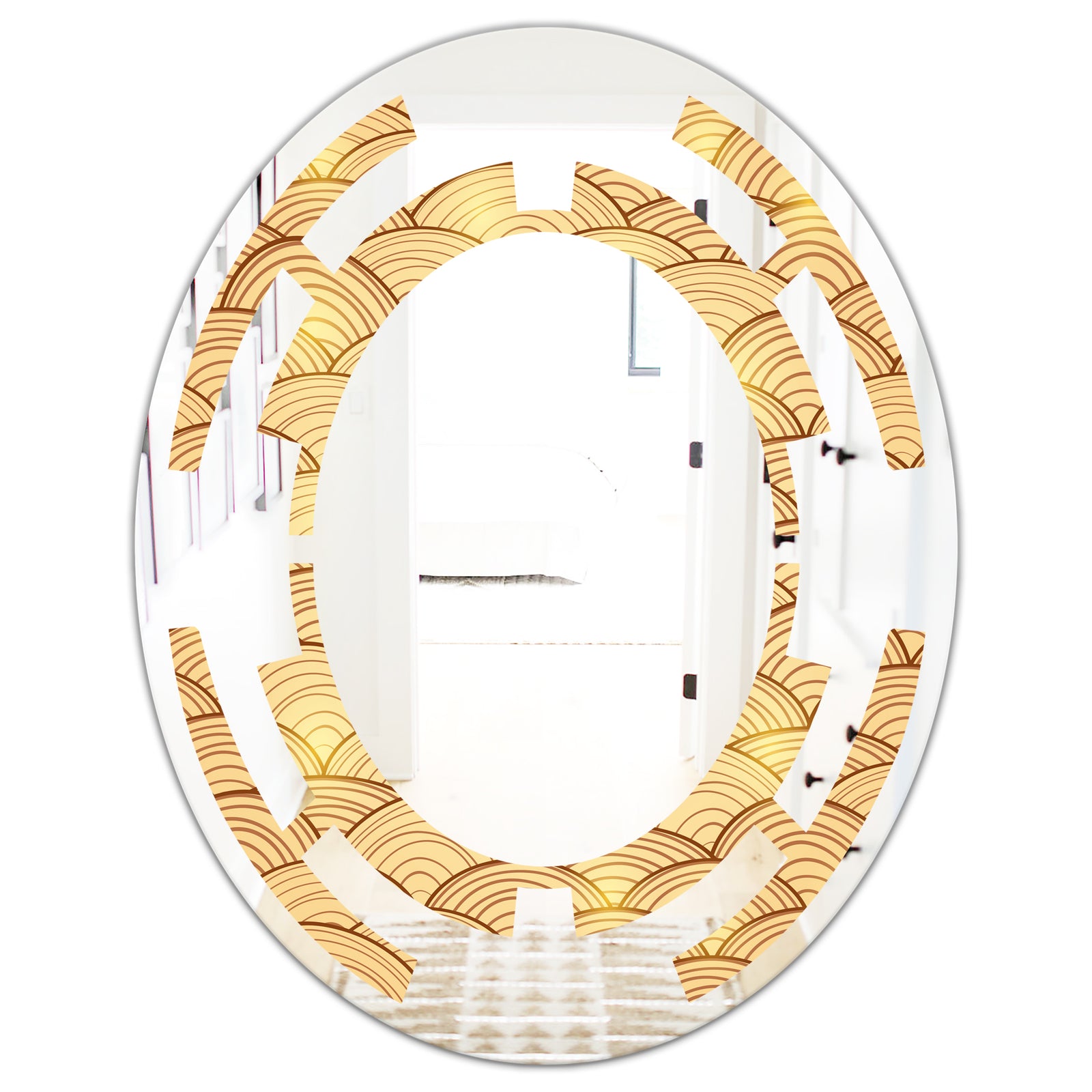 Golden Clouds In The Sky - Modern Round or Oval Wall Mirror - Space