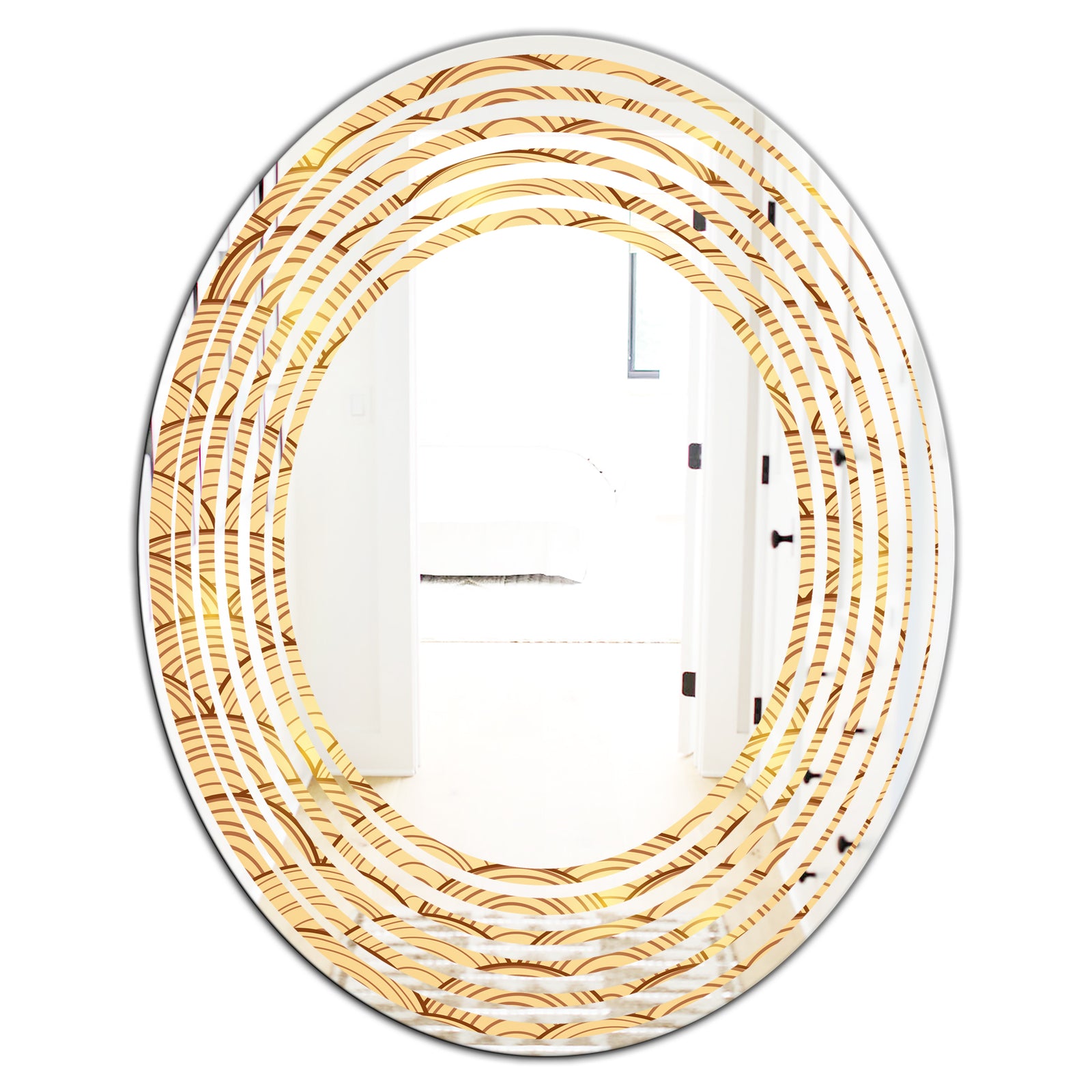 Golden Clouds In The Sky - Modern Round or Oval Wall Mirror - Wave