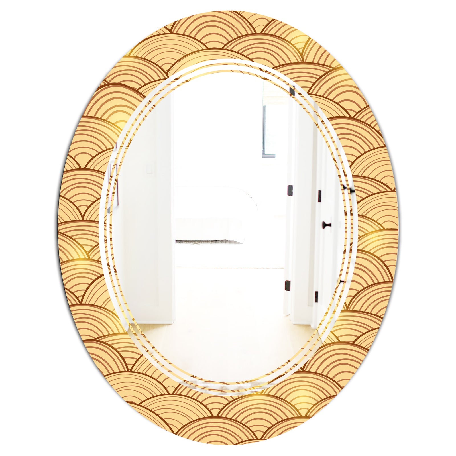 Golden Clouds In The Sky - Modern Round or Oval Wall Mirror - Triple C
