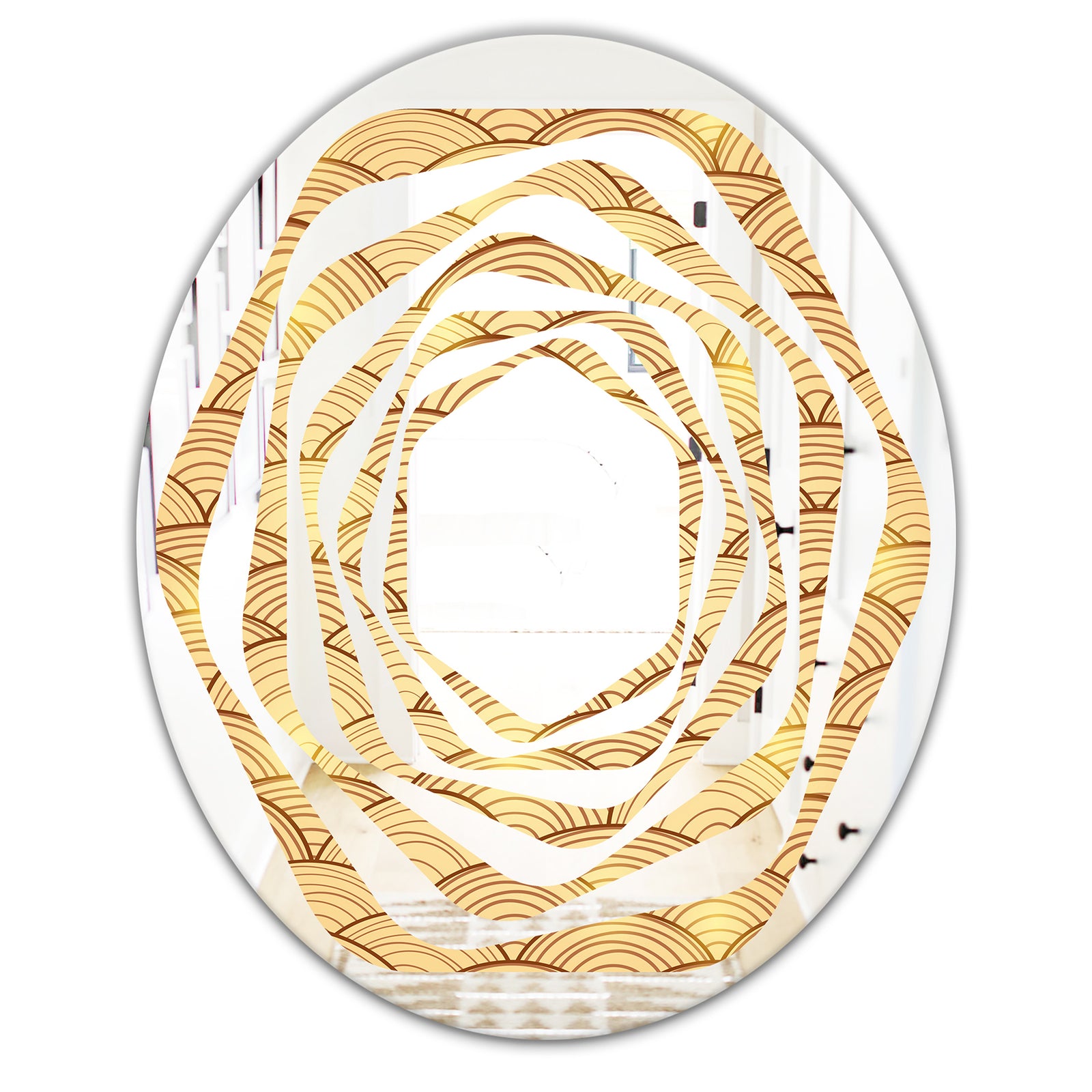 Golden Clouds In The Sky - Modern Round or Oval Wall Mirror - Whirl