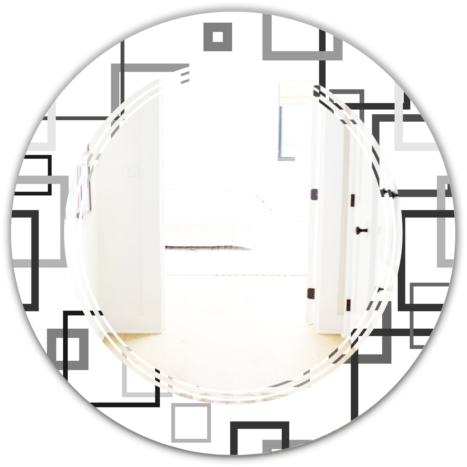 Abstract Retro Design II - Modern Round or Oval Wall Mirror - Triple C