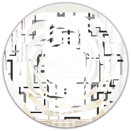 Abstract Retro Design II - Modern Round or Oval Wall Mirror - Whirl