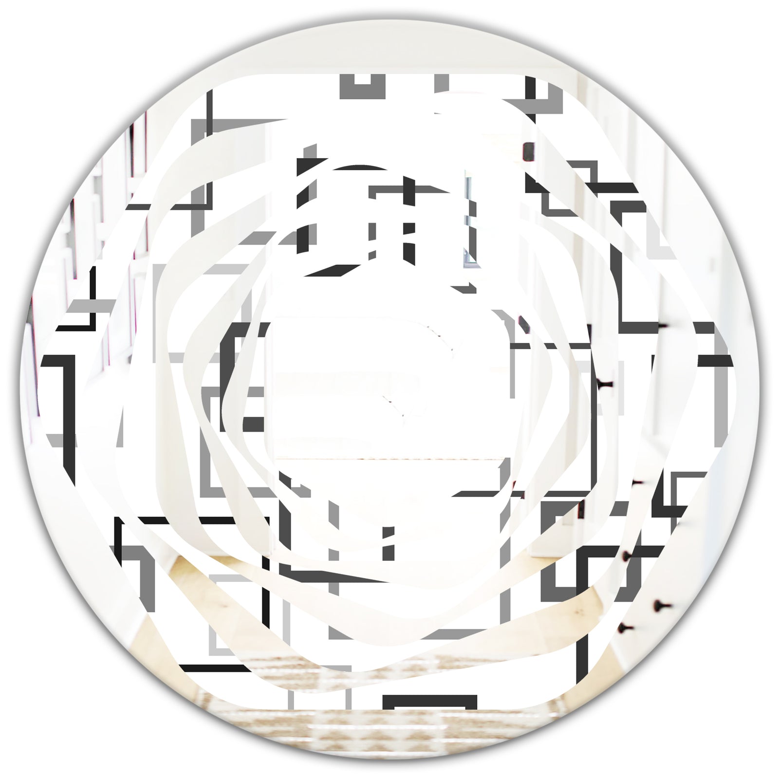 Abstract Retro Design II - Modern Round or Oval Wall Mirror - Whirl
