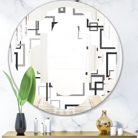 Abstract Retro Design II - Modern Round or Oval Wall Mirror - Quatrefoil