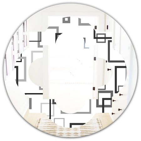 Abstract Retro Design II - Modern Round or Oval Wall Mirror - Quatrefoil