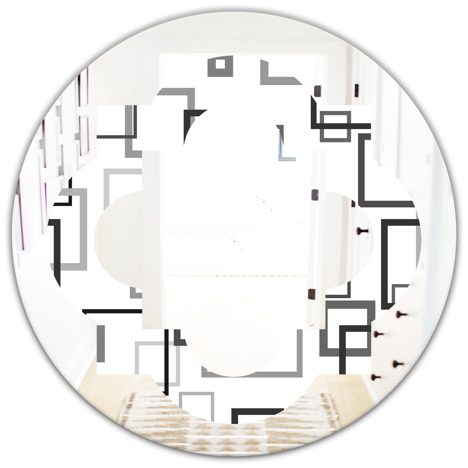 Abstract Retro Design II - Modern Round or Oval Wall Mirror - Quatrefoil