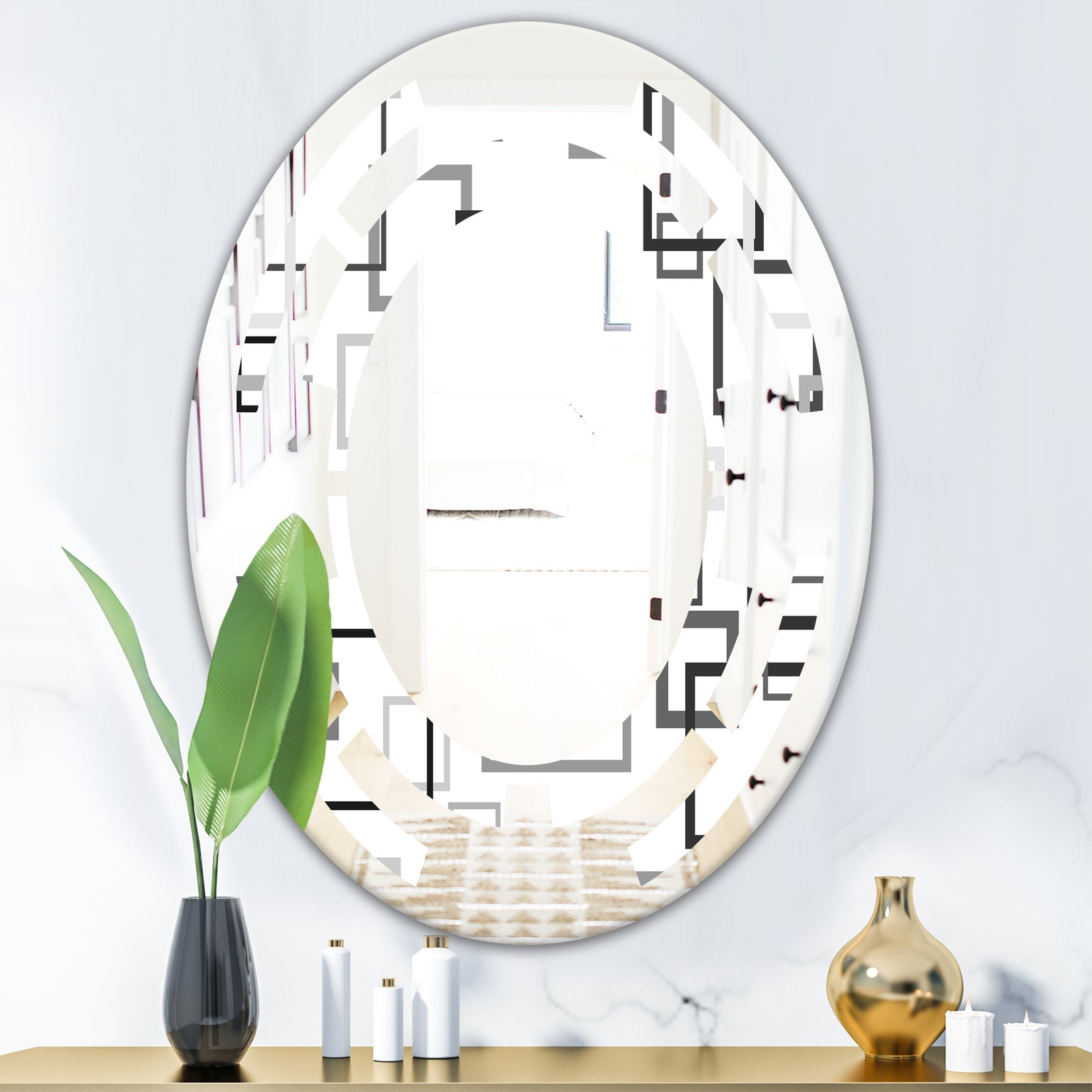 Abstract Retro Design II - Modern Round or Oval Wall Mirror - Space