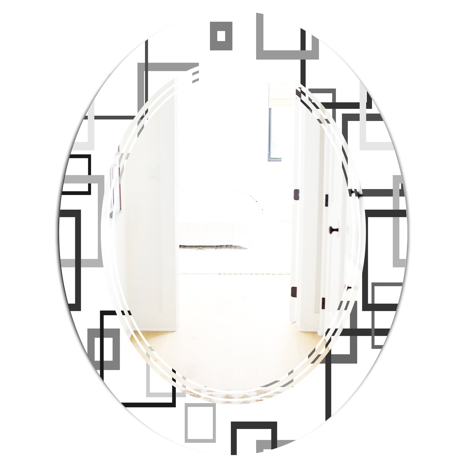 Abstract Retro Design II - Modern Round or Oval Wall Mirror - Triple C
