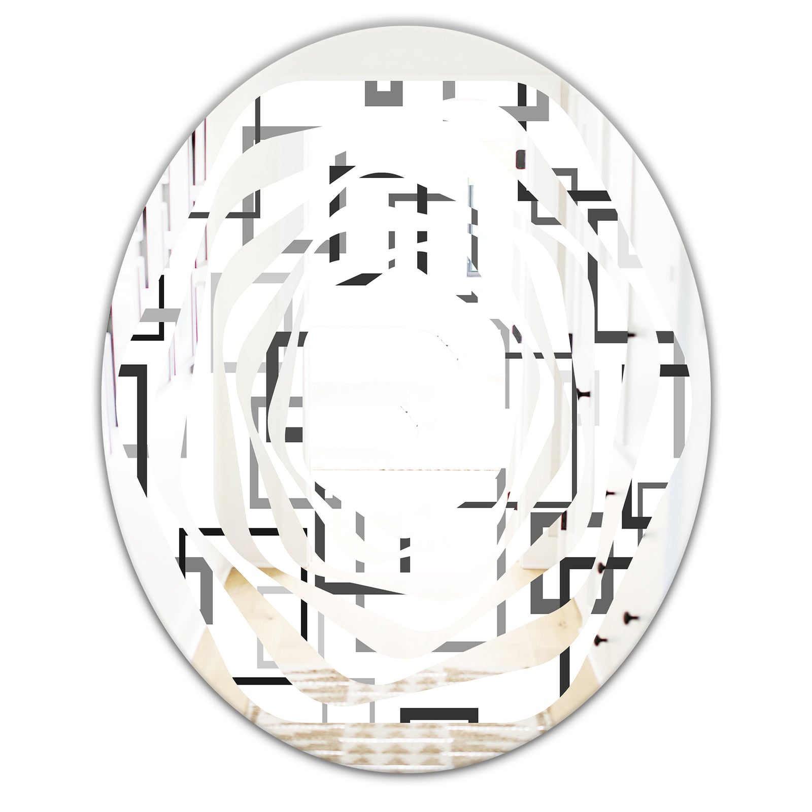 Abstract Retro Design II - Modern Round or Oval Wall Mirror - Whirl