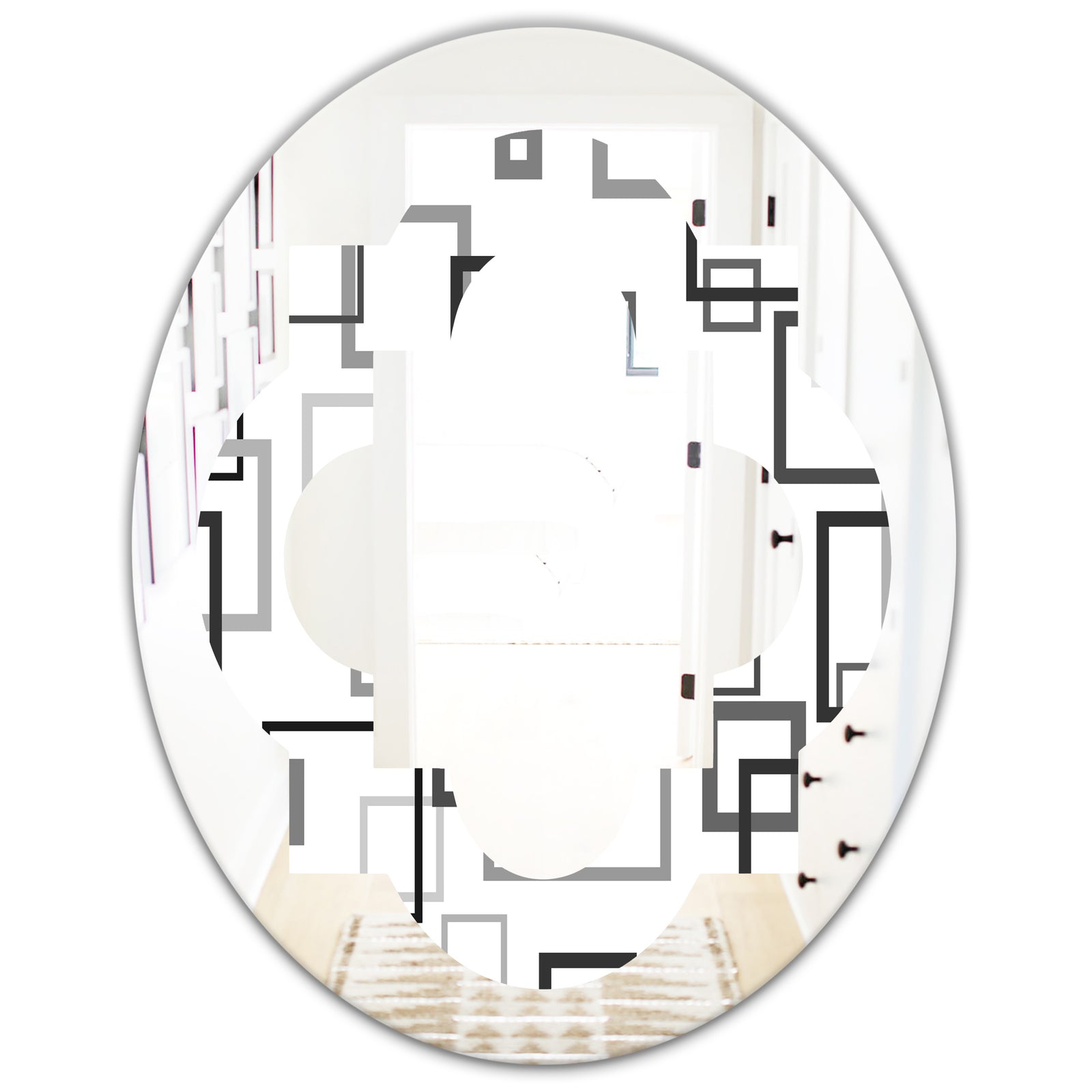 Abstract Retro Design II - Modern Round or Oval Wall Mirror - Quatrefoil