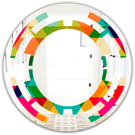 Diamond Retro IX - Modern Round or Oval Wall Mirror - Space