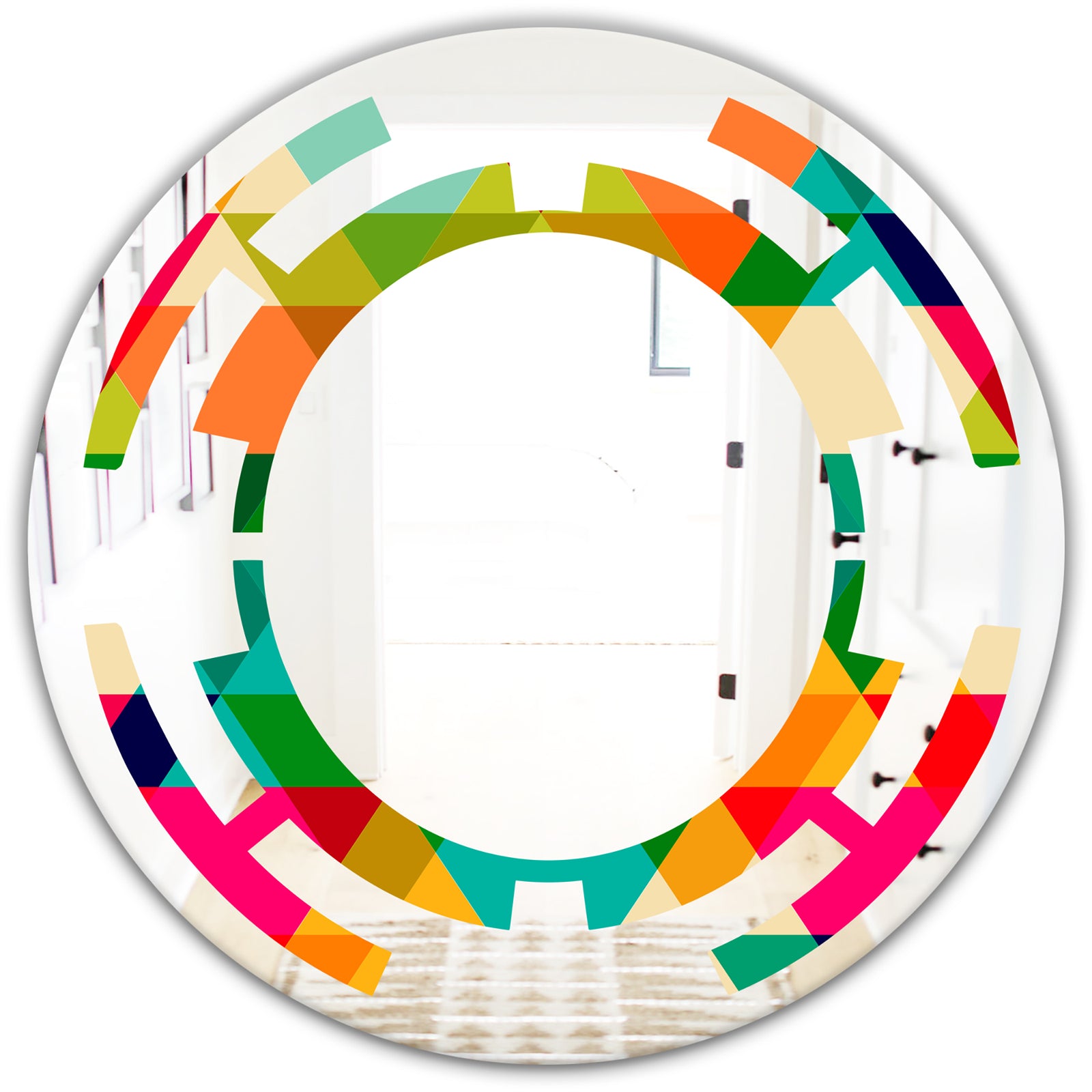 Diamond Retro IX - Modern Round or Oval Wall Mirror - Space