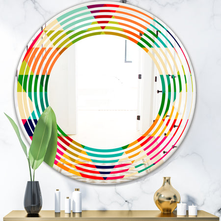 Diamond Retro IX - Modern Round or Oval Wall Mirror - Wave