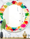 Diamond Retro IX - Modern Round or Oval Wall Mirror - Leaves