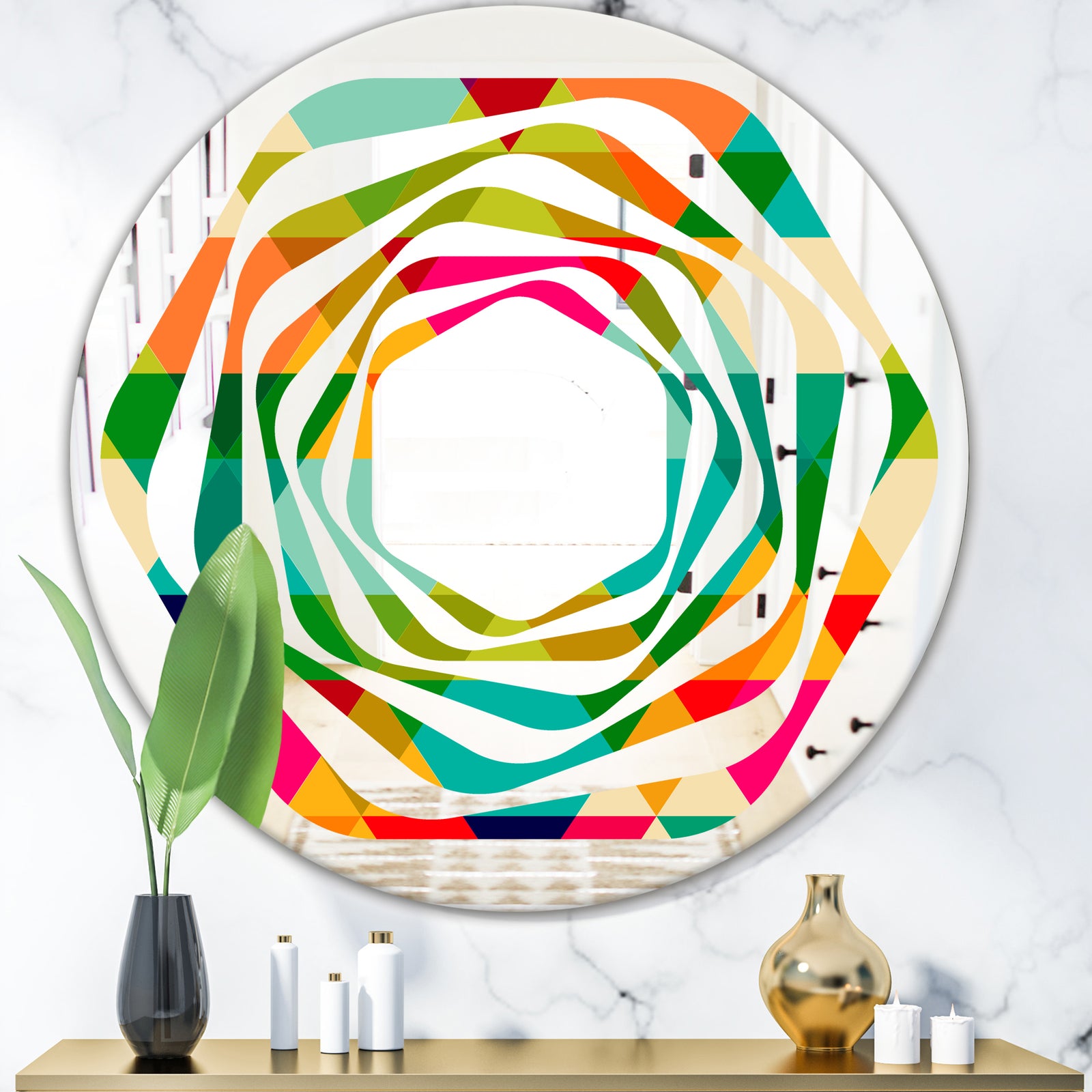 Diamond Retro IX - Modern Round or Oval Wall Mirror - Whirl
