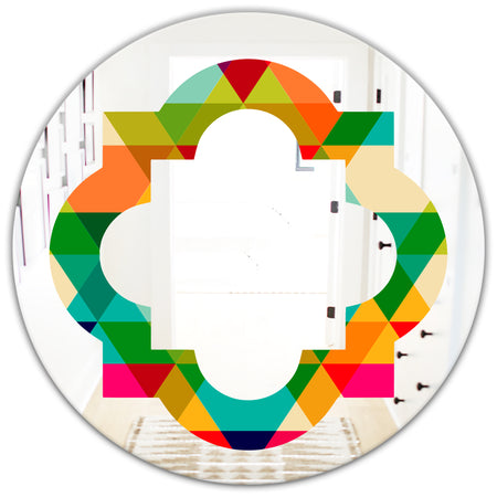 Diamond Retro IX - Modern Round or Oval Wall Mirror - Quatrefoil