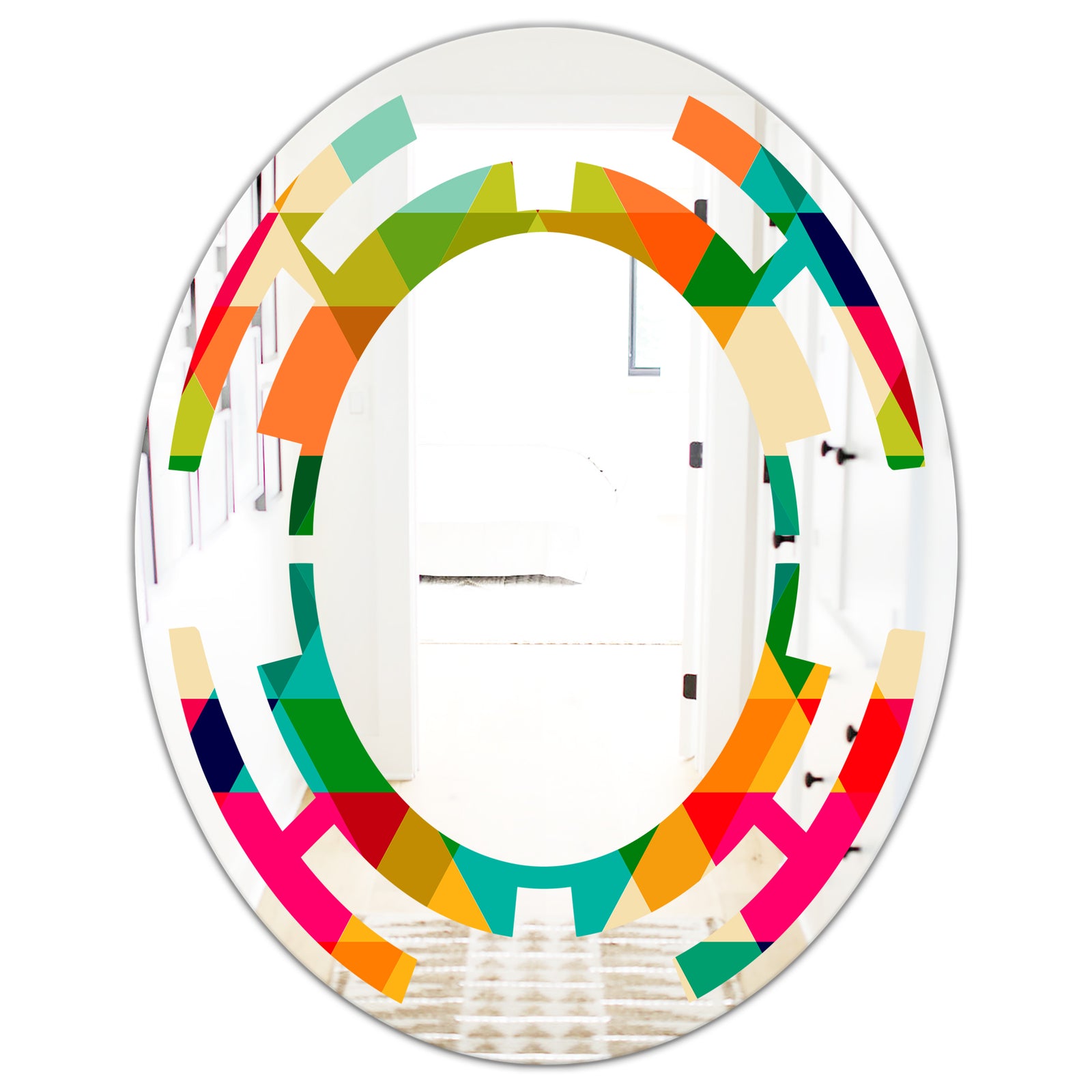 Diamond Retro IX - Modern Round or Oval Wall Mirror - Space