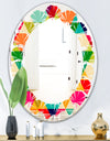 Diamond Retro IX - Modern Round or Oval Wall Mirror - Leaves