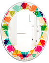 Diamond Retro IX - Modern Round or Oval Wall Mirror - Leaves