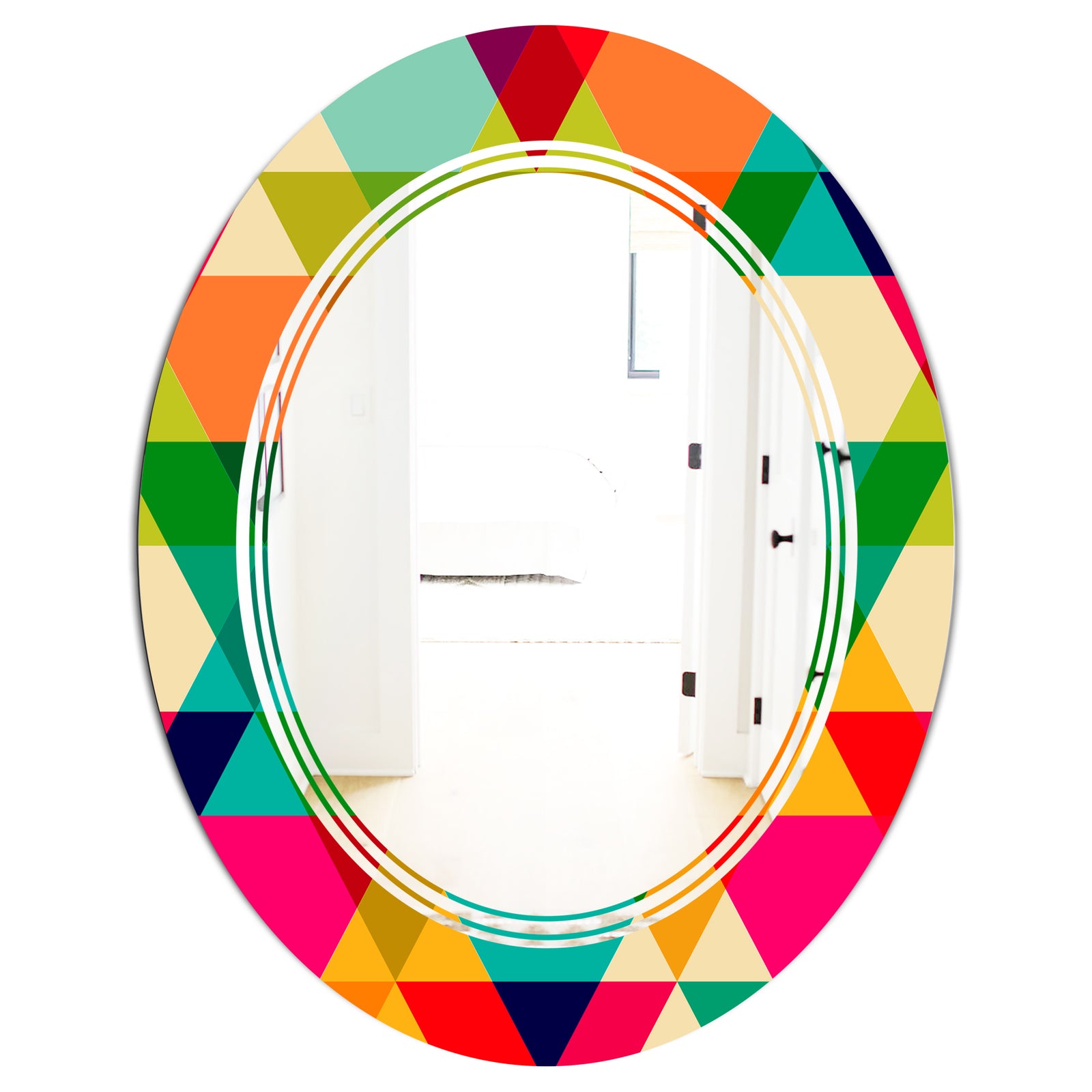Diamond Retro IX - Modern Round or Oval Wall Mirror - Triple C