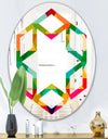 Diamond Retro IX - Modern Round or Oval Wall Mirror - Hexagon Star