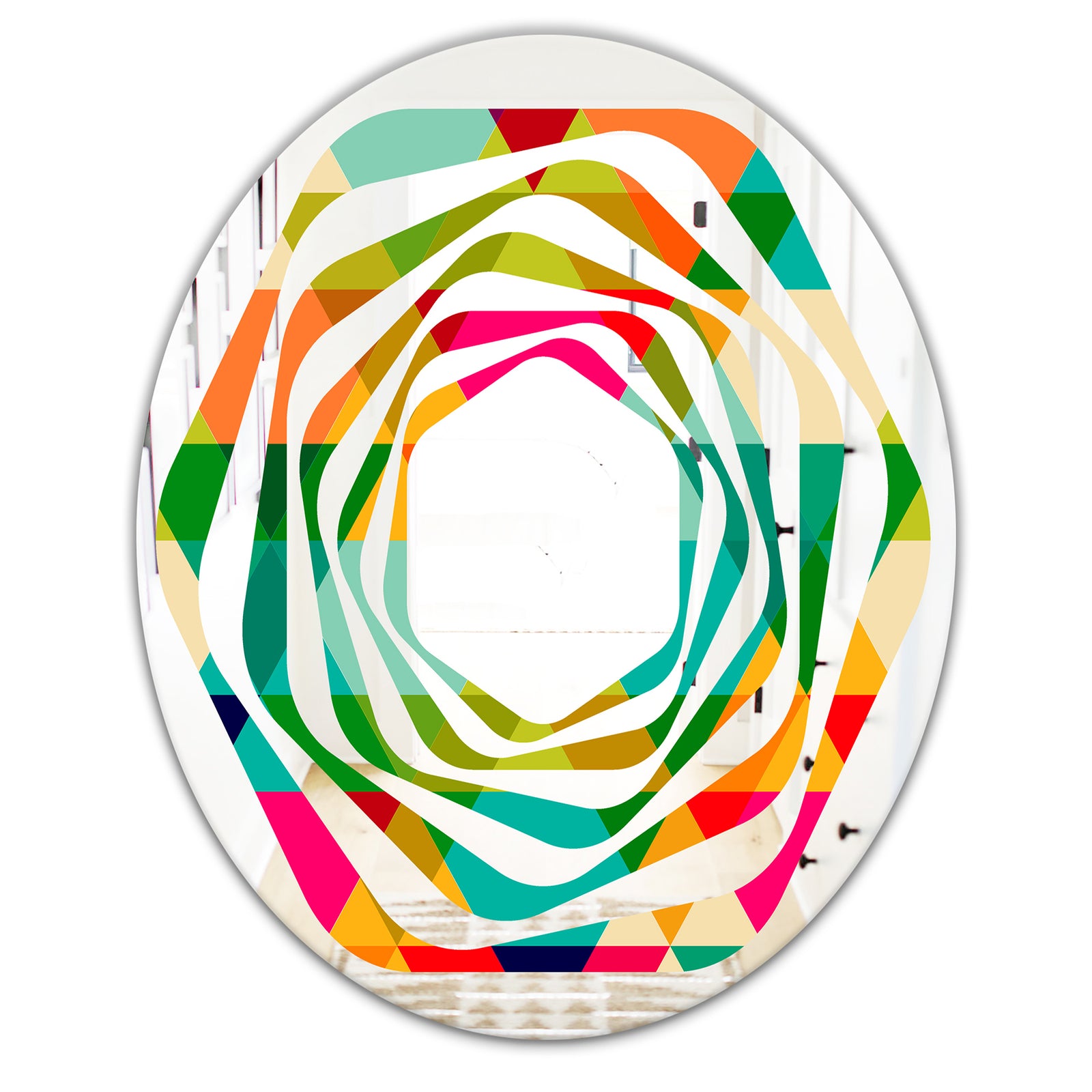 Diamond Retro IX - Modern Round or Oval Wall Mirror - Whirl