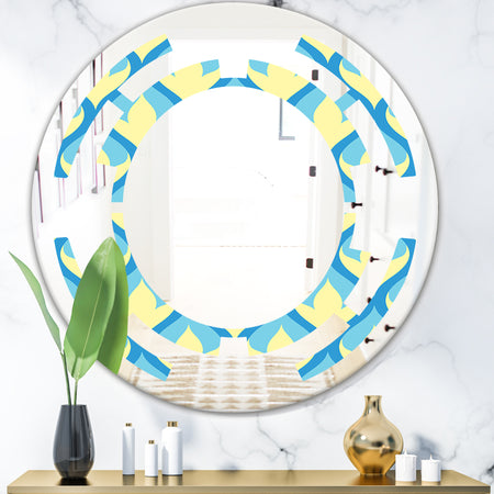Retro Pattern Abstract Design IX - Modern Round or Oval Wall Mirror - Space