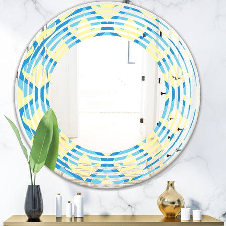 Retro Pattern Abstract Design IX - Modern Round or Oval Wall Mirror - Wave