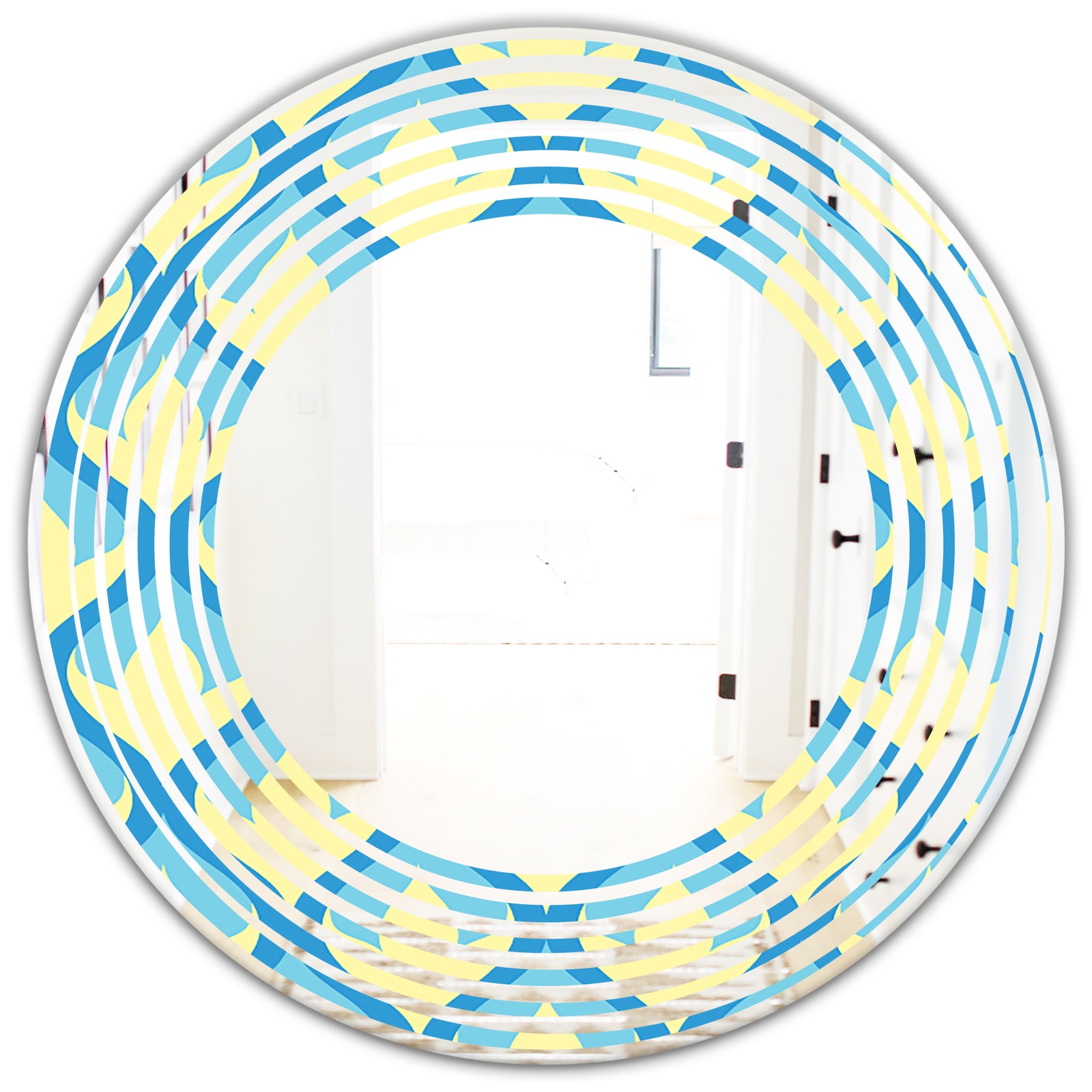 Retro Pattern Abstract Design IX - Modern Round or Oval Wall Mirror - Wave